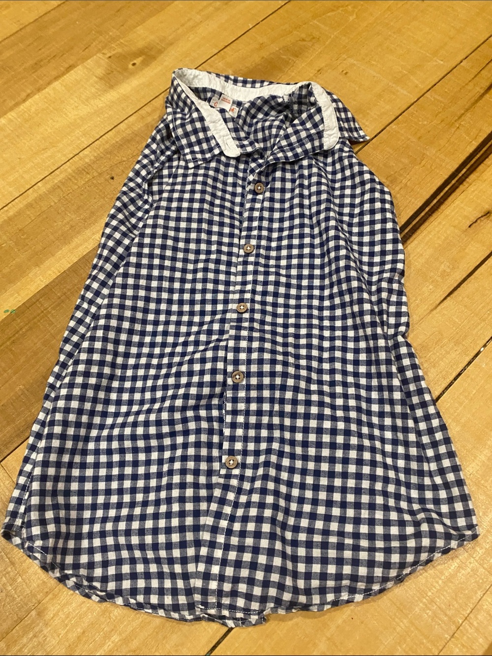 Cat & Jack Navy and White Gingham Button-Front Sleeveless Top